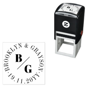 Dubbele Klassieke Monogram & Cirkel Namen Minimali Zelfinktende Stempel