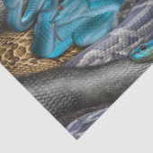 Dubbele kleurenreptielen blauw, zwart en geel-brui tissuepapier (Detail)