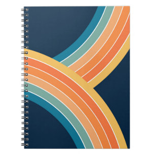 Dubbele kleurrijke retro stijl regenboog notitieboek