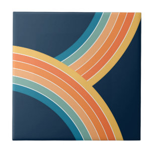 Dubbele kleurrijke retro stijl regenboog tegeltje