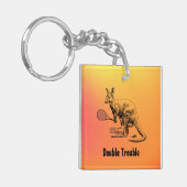 Dubbele knelbare Kangaroo Tennis Player Sleutelhanger (Voorkant Links)