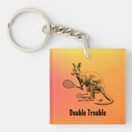 Dubbele knelbare Kangaroo Tennis Player Sleutelhanger