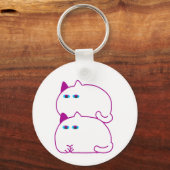 Dubbele Knuffel Witte Kat Sleutelhanger (Voorkant)