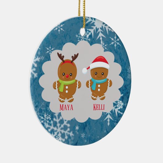 Dubbele koekjesbrood Koekkerst met Names Jaar Keramisch Ornament (Rechts)