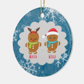 Dubbele koekjesbrood Koekkerst met Names Jaar Keramisch Ornament (Links)