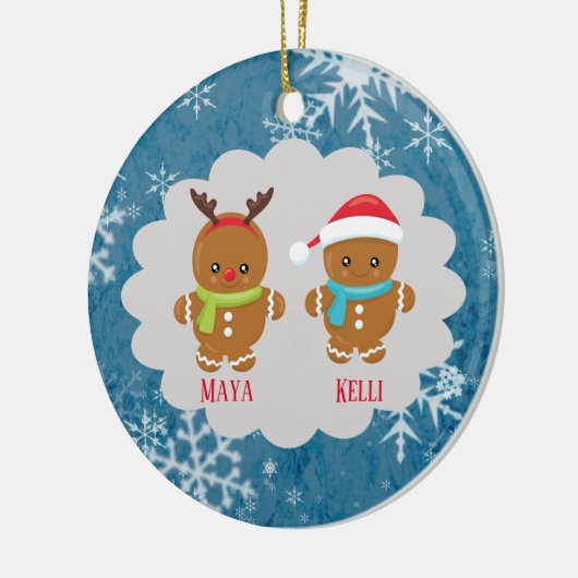 Dubbele koekjesbrood Koekkerst met Names Jaar Keramisch Ornament (Links)