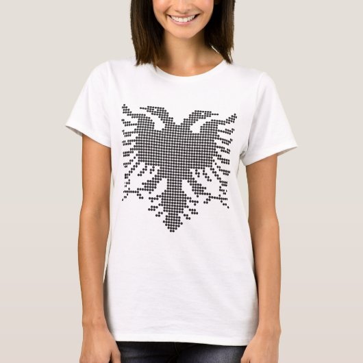 Dubbele kop Albanese Adelaar gestippelde Silhouet T-shirt (Voorkant)