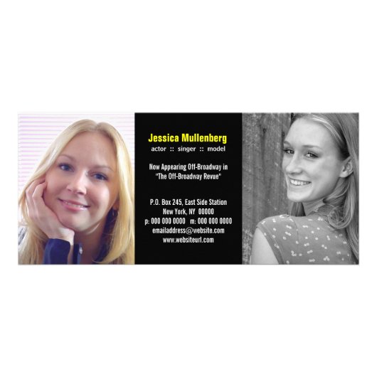 Dubbele kop voor zwart-wit reclamekaart (Voorkant)