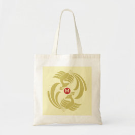  dubbele kranen geel tote bag