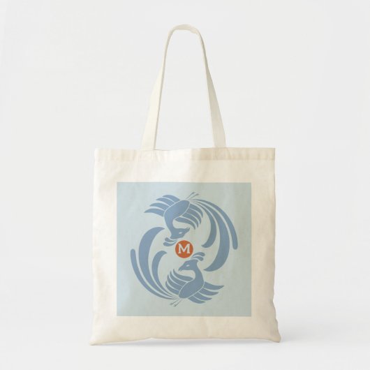  dubbele kranen lichtblauw tote bag (Voorkant)