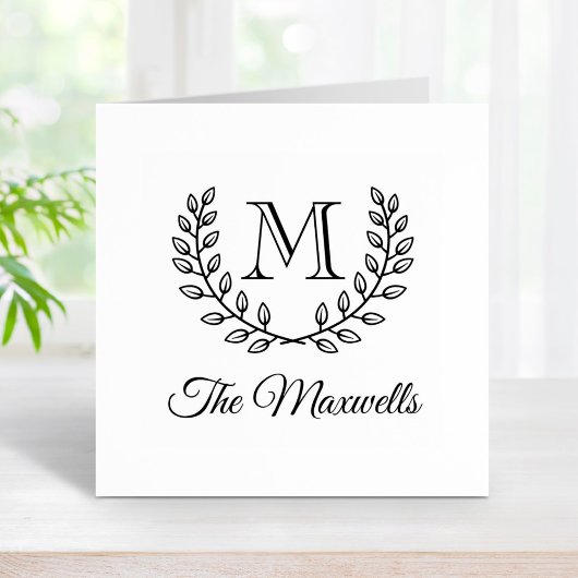 Dubbele krans Monogram Initiaal Familienaam Rubberstempel