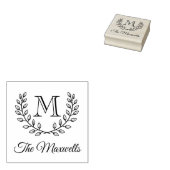 Dubbele krans Monogram Initiaal Familienaam Rubberstempel (Gestempeld)