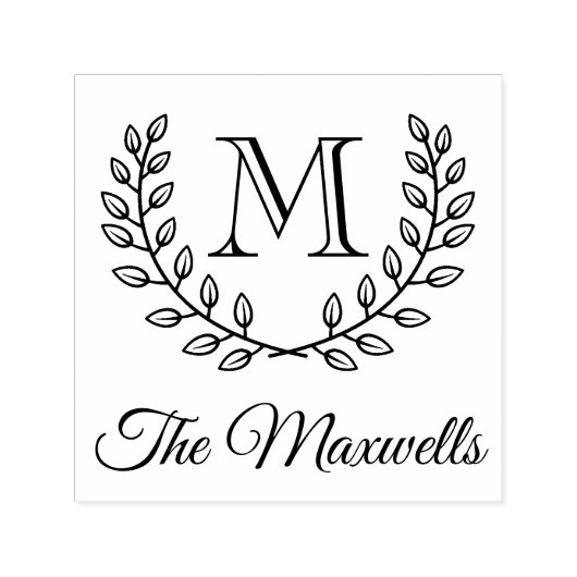 Dubbele krans Monogram Initiaal Familienaam Zelfinktende Stempel (Design)