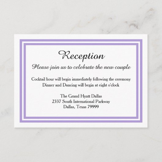 Dubbele lavendel Trim - Ontvangst Uitnodiging Informatiekaartje (Voorkant)