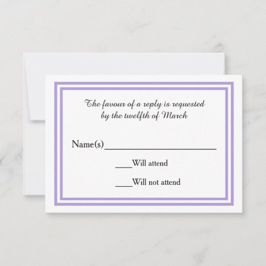 Dubbele Lavendel Trim - RSVP-kaart RSVP Kaartje (Voorkant)