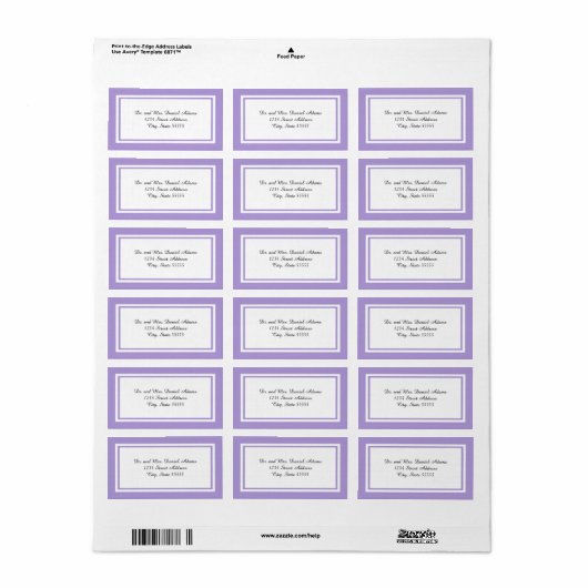 Dubbele Lavender Trim - Address Label (Full Sheet)