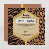 Dubbele Leopard Zebra Prints & Glitter Verjaardag Kaart (Voorkant / Achterkant)