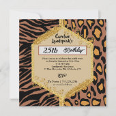 Dubbele Leopard Zebra Prints & Glitter Verjaardag Kaart (Voorkant)