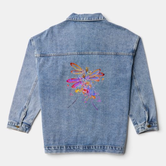 Dubbele libellen spuiten denim jacket (Achterkant)