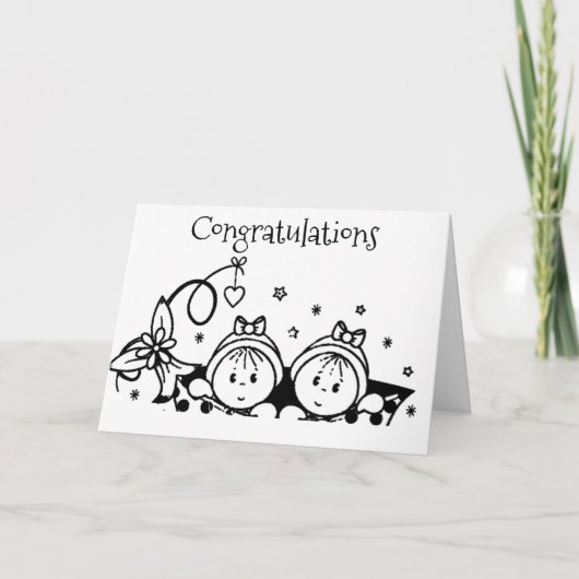 DUBBELE LIEFDE/DUBBELE **TWIN MEISJES** KAART (Voorkant)