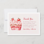 Dubbele liefde roze cupcake tweeling Baby shower Bedankkaart (Voorkant)