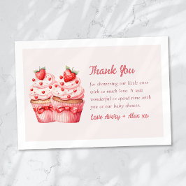 Dubbele liefde roze cupcake tweeling Baby shower Bedankkaart