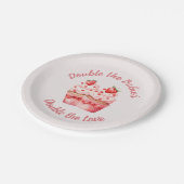 Dubbele liefde roze cupcake tweeling Baby shower Papieren Bordje (Gekanteld)
