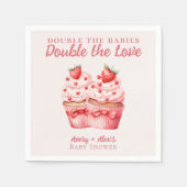 Dubbele liefde roze cupcake tweeling Baby shower Servet (Voorkant)