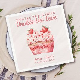 Dubbele liefde roze cupcake tweeling Baby shower Servet