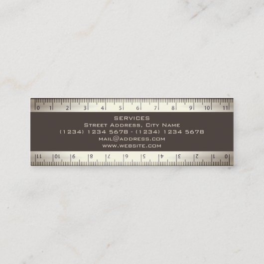 Dubbele liniaalhuls mini visitekaartje (Achterkant)