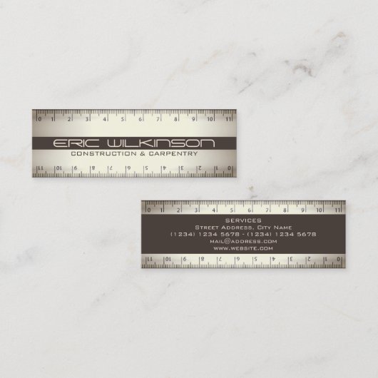 Dubbele liniaalhuls mini visitekaartje (Voorkant / Achterkant)