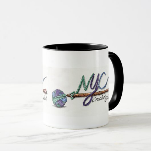 Dubbele Logo NYC Crochet Guild Mok (Voorkant rechts)