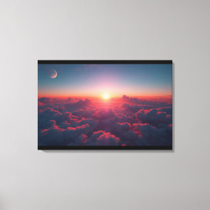Dubbele lucht harmonie – Zon & Maan boven de wolke Canvas Afdruk
