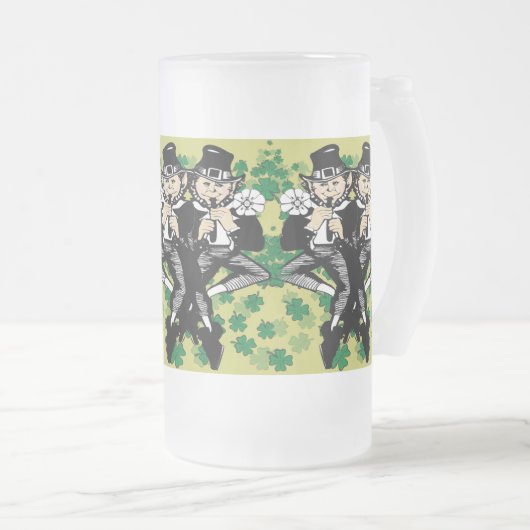 Dubbele Luck Leprechaun Matglas Bierpul (Voorkant rechts)