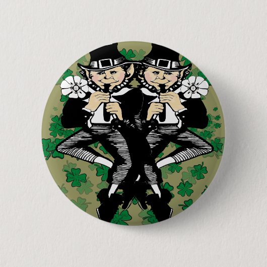 Dubbele Luck Leprechaun Ronde Button 5,7 Cm (Voorkant)