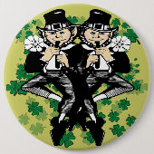 Dubbele Luck Leprechaun Ronde Button 6,0 Cm (Voorkant)