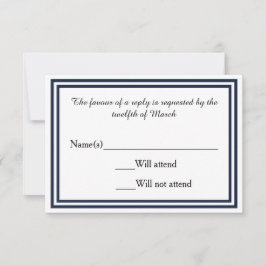 Dubbele marinekaart - RSVP-kaart RSVP Kaartje