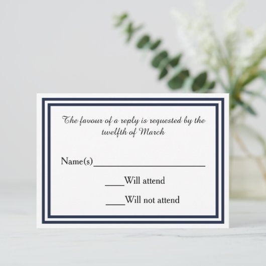 Dubbele marinekaart - RSVP-kaart RSVP Kaartje (Staand voorkant)
