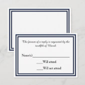 Dubbele marinekaart - RSVP-kaart RSVP Kaartje (Voorkant / Achterkant)