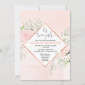 Dubbele meisjes Blush roze roze roze goudflorale b Kaart (Voorkant)