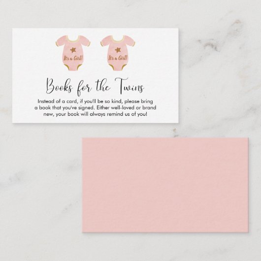 Dubbele meisjes boeken voor Baby shower Informatiekaartje (Voorkant / Achterkant)