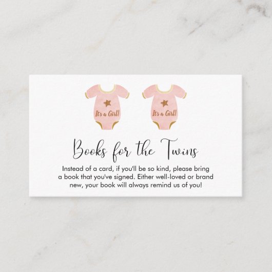 Dubbele meisjes boeken voor Baby shower Informatiekaartje (Voorkant)