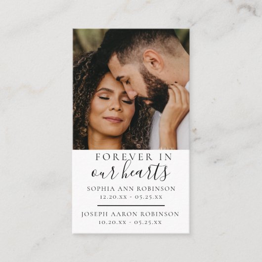 Dubbele Memorial Foto Funeral Prayer Kaart Visitekaartje (Voorkant)