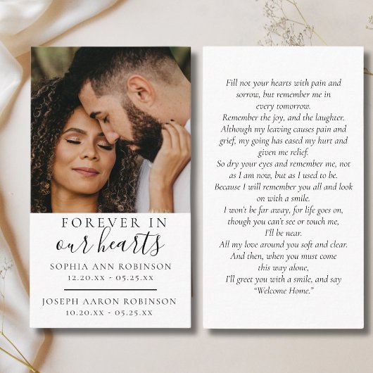 Dubbele Memorial Foto Funeral Prayer Kaart Visitekaartje