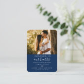 Dubbele Memorial Funeral Foto Blue Prayer Kaart Visitekaartje (Staand voorkant)