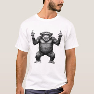 Dubbele Middelvinger Chimpansee T-shirt