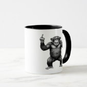 Dubbele Middenvinger Chimpansee Mok (Voorkant rechts)