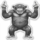 Dubbele Middenvinger Chimpansee Sticker (Voorkant)