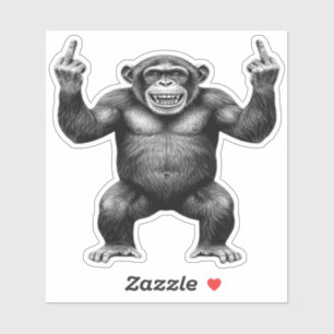 Dubbele Middenvinger Chimpansee Sticker