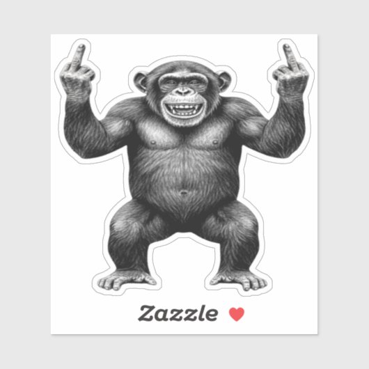 Dubbele Middenvinger Chimpansee Sticker (Vel)